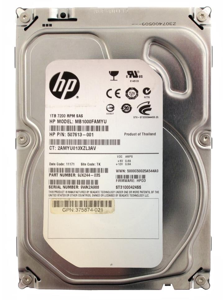 MB1000FAMYU HP 1TB 7200RPM SAS 6Gbps Dual Port Hot Swap 3.5-inch Internal Hard Drive