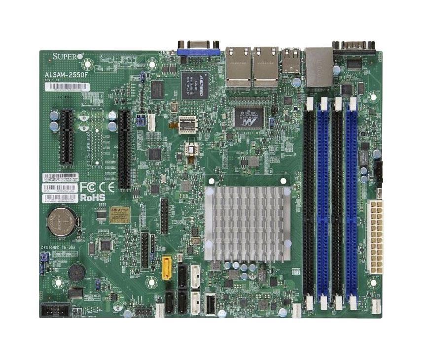 MBD-A1SAM-2550F-B SuperMicro A1SAM-2550F Socket FCBGA 1283 System On Chipset Intel Atom C2550 Processors Support DDR3 4x DIMM 2x SATA3 6.0Gb/s uATX Motherboard (Refurbished)