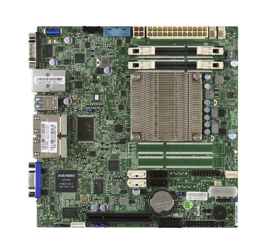 MBD-A1SRI-2358F-B SuperMicro Socket FCBGA 1283 System On Chipset Intel Atom CC2358 Processors Support DDR3 2x DIMM 2x SATA3 6.0Gb/s Mini-ITX Motherboard (Refurbished)