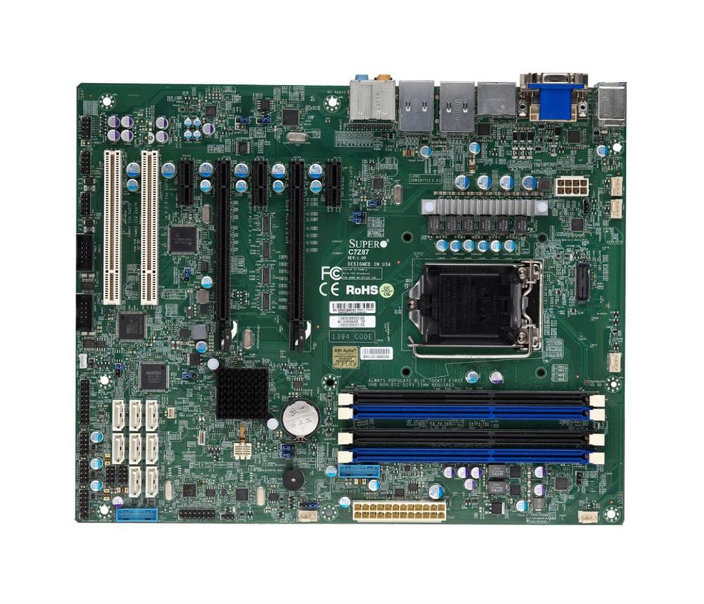 MBD-C7Z87 SuperMicro C7Z87 Socket LGA 1150 Intel Z87 Chipset 4th Generation Core i7 / i5 Processors Support DDR3 4x DIMM 6x SATA3 6.0Gb/s ATX Motherboard (Refurbished)
