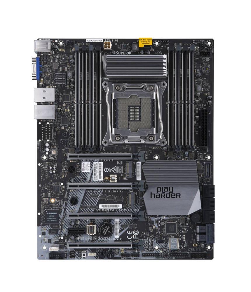 MBD-C9X299-PGF-O SuperMicro C9X299-PGF Socket LGA 2066 Intel X299 Chipset Core i5 X-Series/ i7 X-Series/ i9 X-Series/ i9 Extreme X-Series Processors Support DDR4 8x DIMM 6x SATA3 6.0Gb/s ATX Motherboard (Refurbished) C9X299-PGF