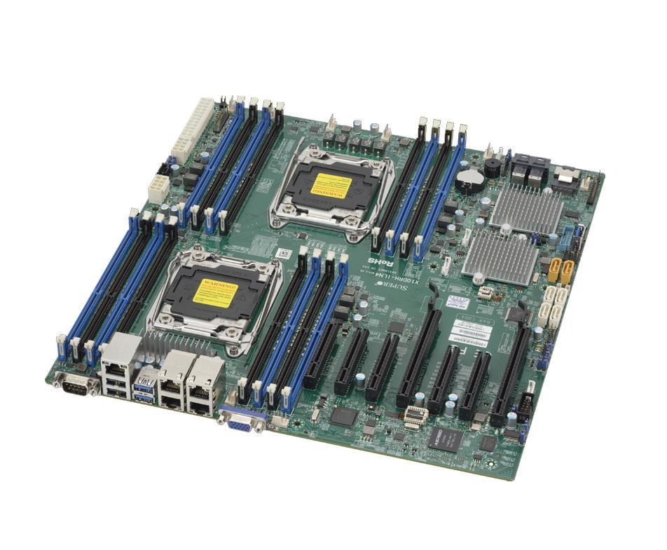 MBD-X10DRH-ILN4-O SuperMicro X10DRH-ILN4 Dual Socket R3 LGA 2011 Xeon E5-2600 v4 / v3 Intel C612 Chipset DDR4 16 x DIMM 10 x SATA 6Gbps E-ATX Server Motherboard (Refurbished)