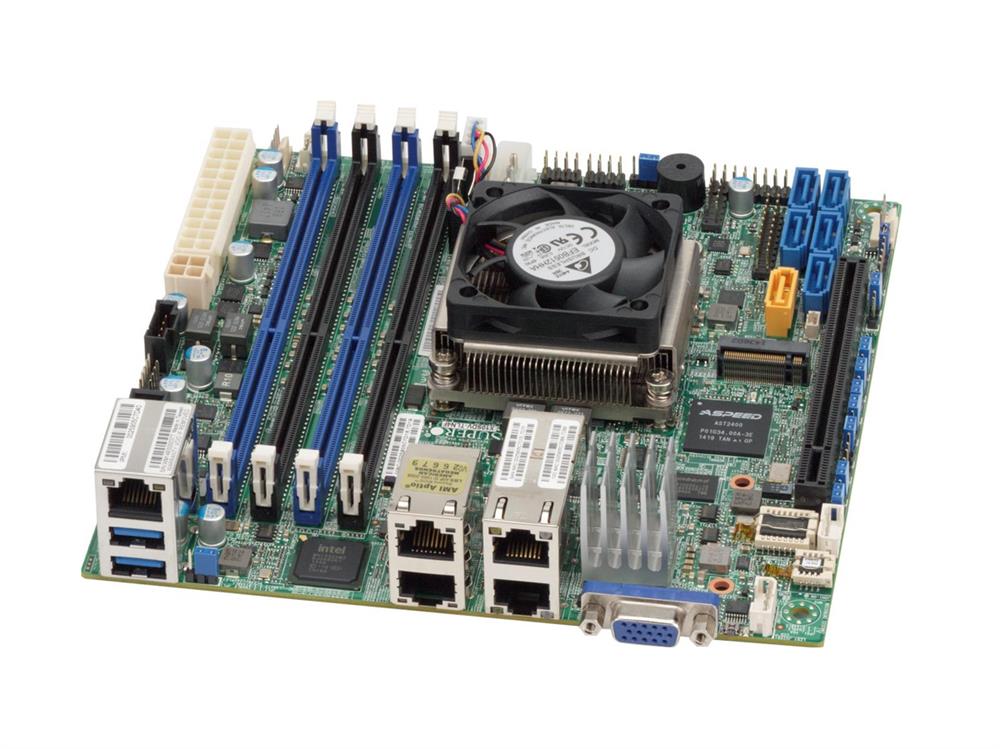 MBD-X10SDV-TLN4F-O SuperMicro X10SDV-TLN4F Single Socket FCBGA 1667 System On Chipset Intel Xeon D-1541 Processors Support DDR4 4x DIMM 6x SATA3 6.0Gb/s Mini-ITX Server Motherboard (Refurbished)