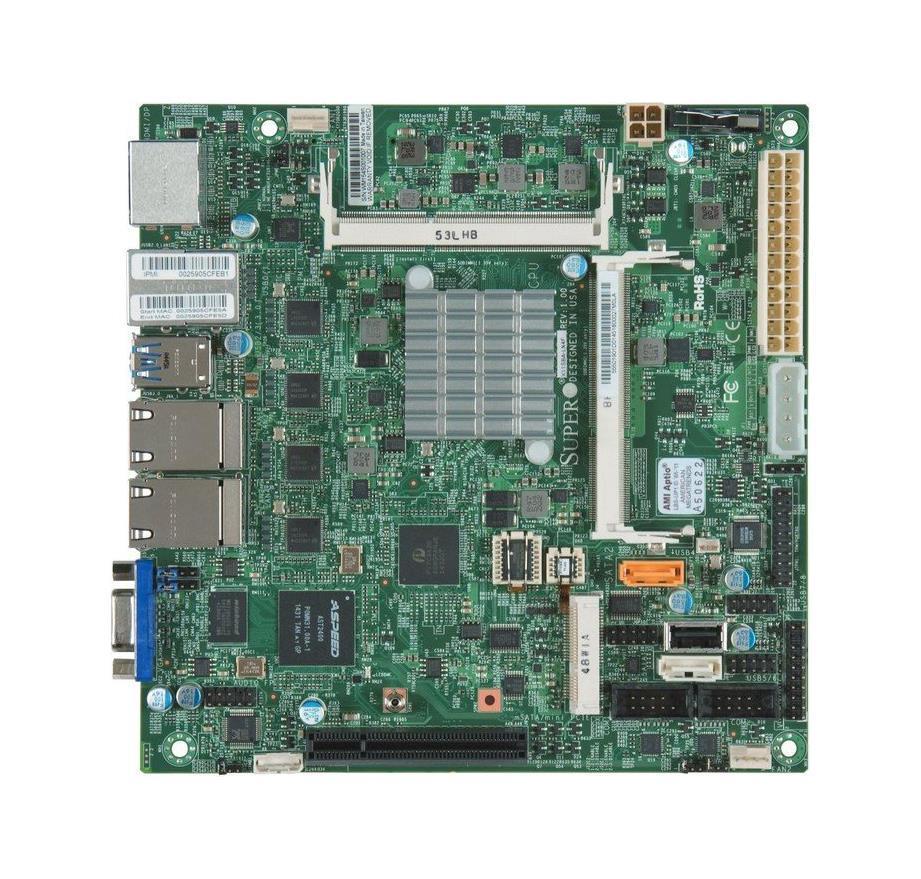 MBD-X11SBA-F SuperMicro X11SBA-F Socket FCBGA1170 System On Chipset Intel Pentium N3710 Processors Support DDR3 2x DIMM 2x SATA3 6.0Gb/s Mini-ITX Motherboard (Refurbished)
