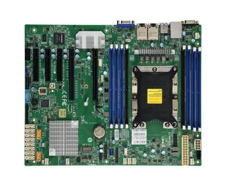 MBD-X11SPI-TF-B Supermicro X11SPI-TF Server Motherboard Intel Chipset Socket P LGA-3647 1 x Bulk Pack ATX 1 x Processor Support 1TB DDR4 SDRAM Maximum RAM 2.67 GHz, 2.40 GHz, 2.13 GHz, 1.87 GHz, 1.60 GHz Memory Speed Supported RDIMM, DIMM, LRDIMM 8 x Memory Slots Serial ATA/600 RAID Supported Controller 10, 5, 1, 0 RAID Levels On-board Video Chipset 2 x USB 3.0 Port ASPEED AST2500 7.1 Audio Channels 10Gigabit Ethernet 1 x PCI Express x4 Slots 2 x PCI Express x8 Slots  (Refurbished)