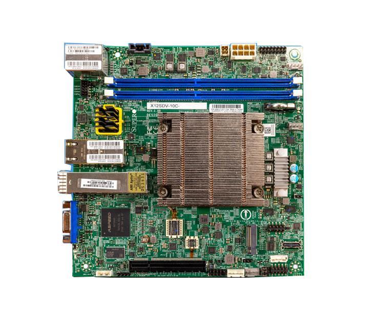 MBD-X12SDV-10C-SP6F-B SuperMicro X12SDV-10C-SP6F Socket FCBGA-2227 System On Chipset Intel Xeon D-1747NTE Processors Support DDR4 4x DIMM 10x SATA3 6.0Gb/s Flex-ATX Server Motherboard (Refurbished)
