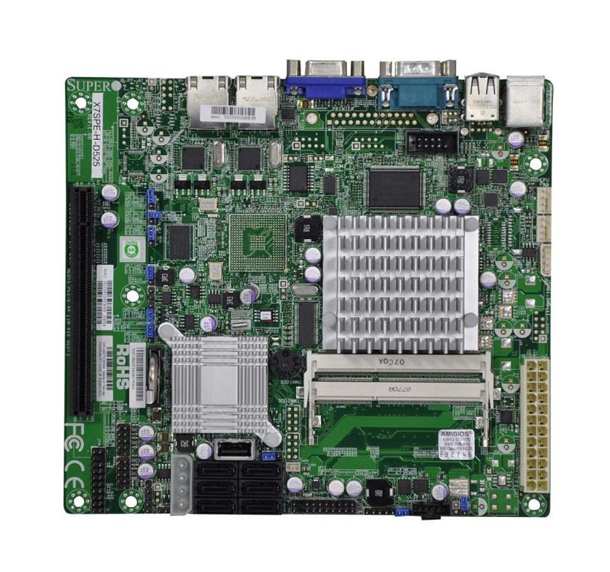MBD-X7SPE-H-D525-B SuperMicro X7SPE-H-D525 Intel ICH9R Chipset Intel Atom D525 Processors Support DDR3 2x DIMM 6x SATA2 3.0Gb/s Flex-ATX Motherboard (Refurbished)
