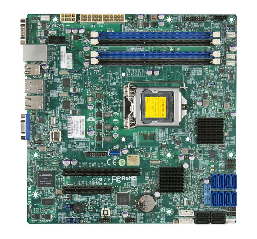 MBDX10SL7FO SuperMicro X10SL7-F Socket LGA 1150 Intel C222 Express Chipset Xeon E3-1200 v3/v4 4th Generation Core i7 / i5 / i3 / Pentium / Celeron Processors Support DDR3 4x DIMM 2x SATA 6.0Gb/s Micro ATX Server Motherboard (Refurbished)