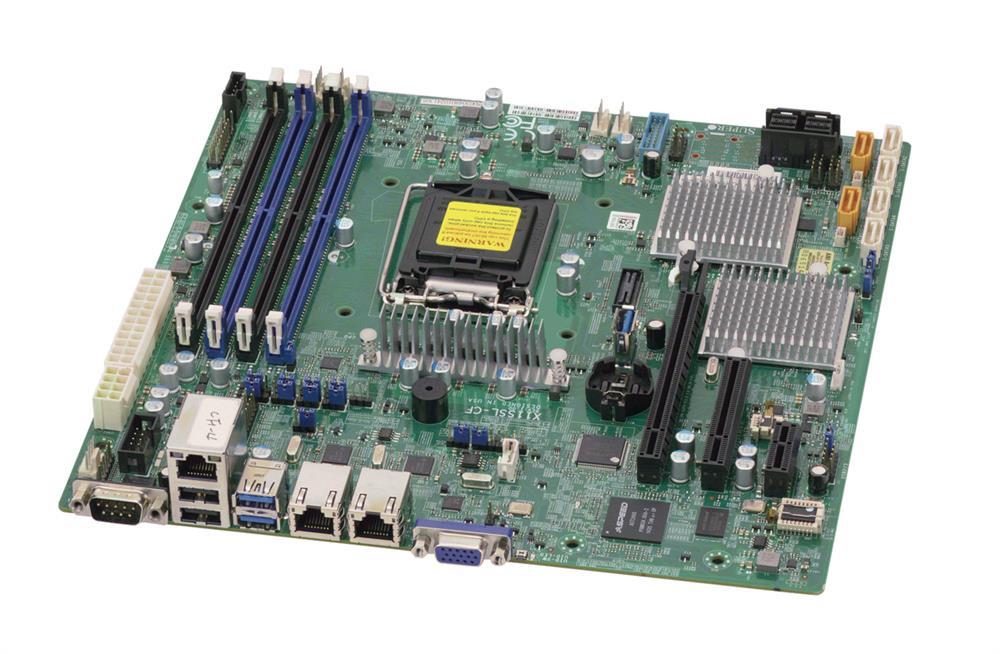 MBDX11SSLCFO SuperMicro X11SSL-CF Socket H4 LGA 1151 Xeon E3-1200 v5 / v6 Intel C232 Chipset DDR4 4 x DIMM 6 x SATA 6Gbps 8 x SAS 12Gbps micro-ATX Server Motherboard (Refurbished)