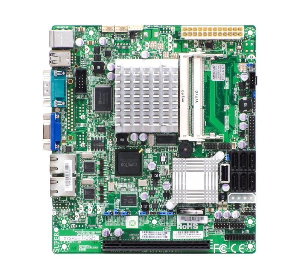 MBX7SP5B SuperMicro X7SPE-HF-D525 Intel ICH9R Chipset Intel Atom D525 Processors Support DDR3 2x SO-DIMM 6x SATA 3.0Gb/s Flex-ATX Motherboard (Refurbished)