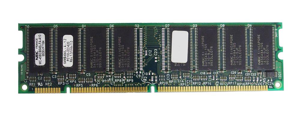 MC-458CB646LFA-A10 NEC 64MB PC100 100MHz non-ECC Unbuffered CL2 168-Pin DIMM Memory Module