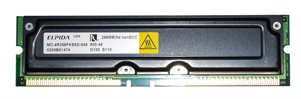 MC-4R256FKE6D-845 Elpida 256MB 800MHz 45ns 184-Pin RDRAM RIMM Memory Module