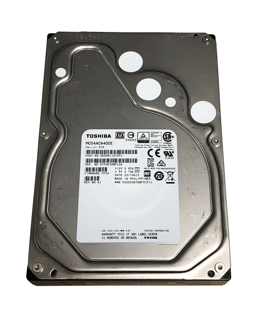 MC04ACA400E-SP Toshiba Enterprise Cloud 4TB 7200RPM SATA 6Gbps 128MB Cache (512e) 3.5-inch Internal Hard Drive