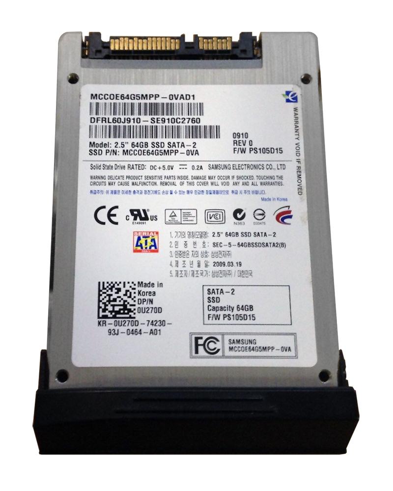 MCC0E64G5MPP-0VAD1 Samsung PS410 Series 64GB SLC SATA 3Gbps 2.5-inch Internal Solid State Drive (SSD)