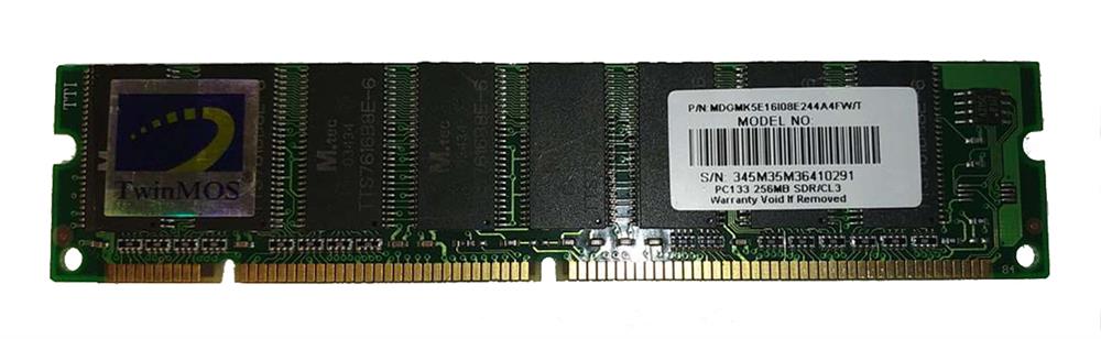 MDGMK5E16I08E244A4FW/T TwinMOS 256MB PC133 133MHz non-ECC Unbuffered CL3 168-Pin DIMM Memory Module