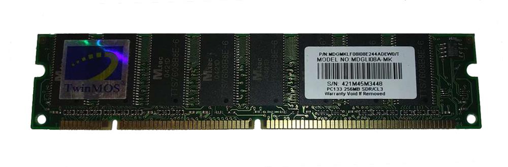 MDGMKLF08I08E244ADEW0/T TwinMOS 256MB PC133 133MHz non-ECC Unbuffered CL3 168-Pin DIMM Memory Module 