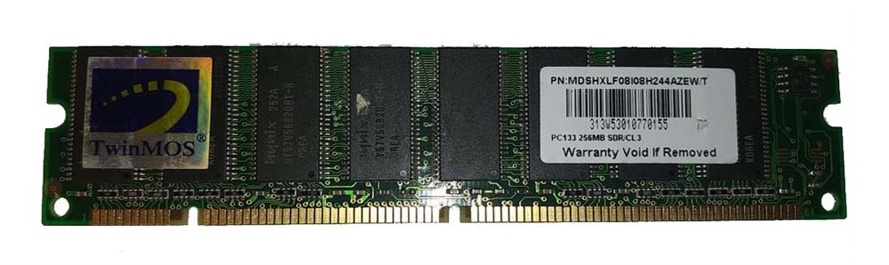 MDSHXLF08I08H244AZEW/T TwinMOS 256MB PC133 133MHz non-ECC Unbuffered CL3 168-Pin DIMM Memory Module 