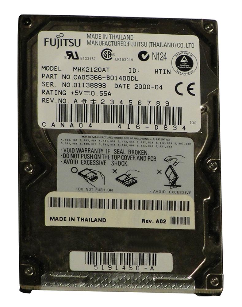 MHK2120AT Fujitsu Mobile 12GB 4200RPM ATA-66 512KB Cache 2.5-inch Internal Hard Drive