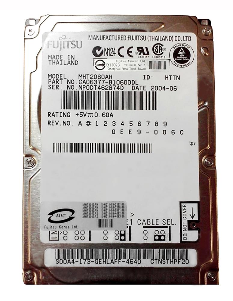 MHT2060AH Fujitsu Mobile 60GB 5400RPM ATA-100 8MB Cache 2.5-inch Internal Hard Drive