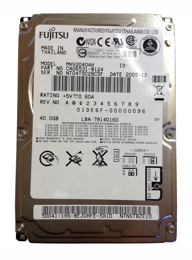 MHV2040AH Fujitsu Mobile 40GB 5400RPM ATA-100 8MB Cache 2.5-inch Internal Hard Drive