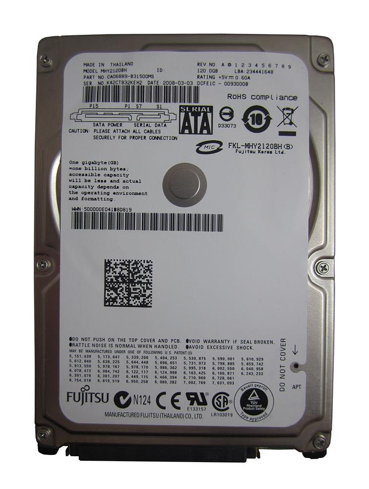 MHY2120BH Fujitsu Mobile 120GB 5400RPM SATA 1.5Gbps 8MB Cache 2.5-inch Internal Hard Drive