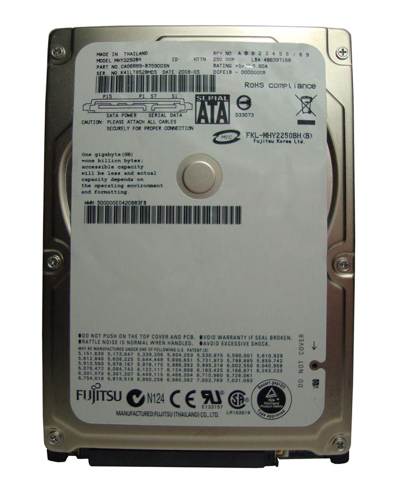 MHY2250BH Fujitsu Mobile 250GB 5400RPM SATA 1.5Gbps 8MB Cache 2.5-inch Internal Hard Drive