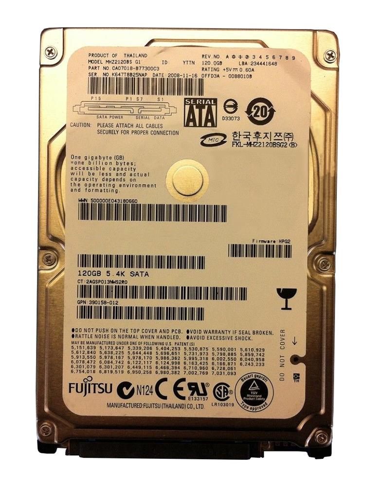 MHZ2120BS Fujitsu Mobile 120GB 5400RPM SATA 3Gbps 8MB Cache 2.5-inch Internal Hard Drive