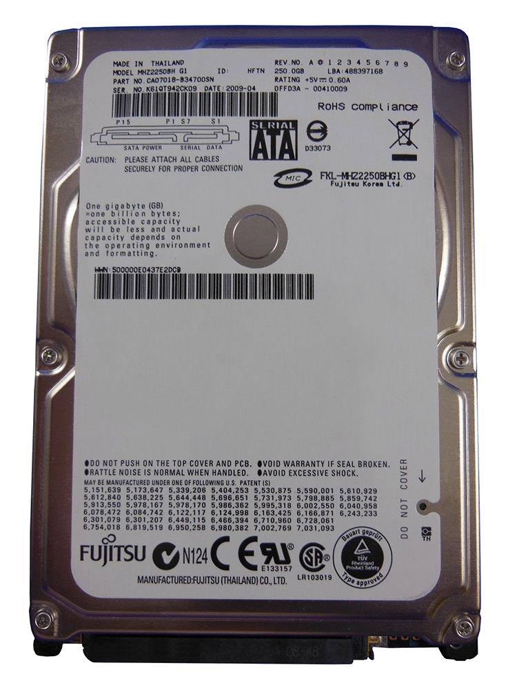 MHZ2250BH Fujitsu Mobile 250GB 5400RPM SATA 3Gbps 8MB Cache 2.5-inch Internal Hard Drive