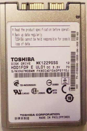 MK1229GSG Toshiba 120GB 5400RPM SATA 3Gbps 8MB Cache 1.8-inch Internal Hard Drive