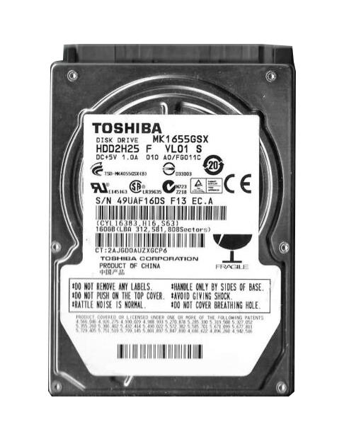 MK1655GSX Toshiba 160GB 5400RPM SATA 3Gbps 8MB Cache 2.5-inch Internal Hard Drive