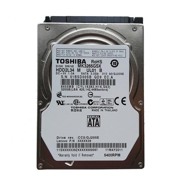 MK3265GSX Toshiba 320GB 5400RPM SATA 3Gbps 8MB Cache 2.5-inch Internal Hard Drive