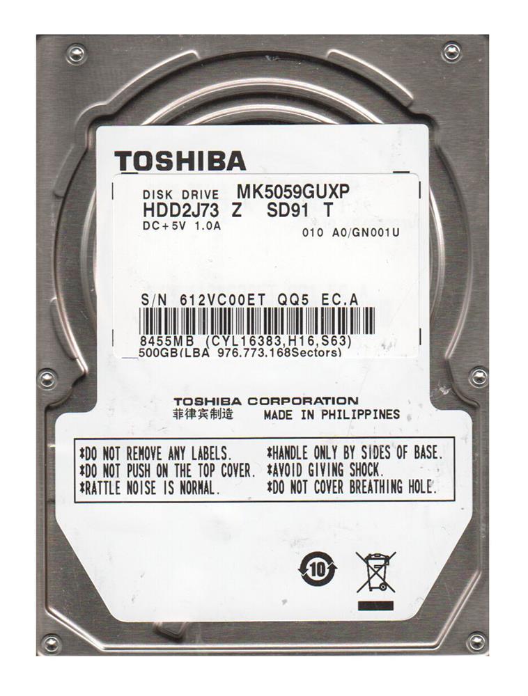 MK5059GUXP Toshiba 500GB 5400RPM USB 3.0 8MB Cache 2.5-inch Internal Hard Drive