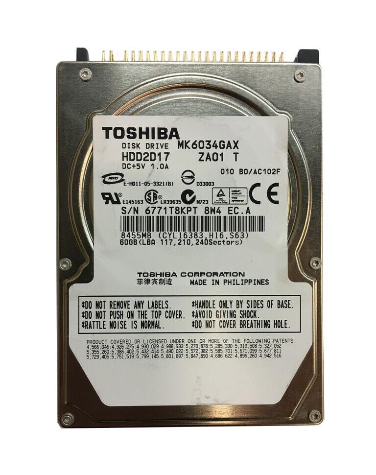 MK6034GAX Toshiba 60GB 5400RPM ATA-100 8MB Cache 2.5-inch Internal Hard Drive