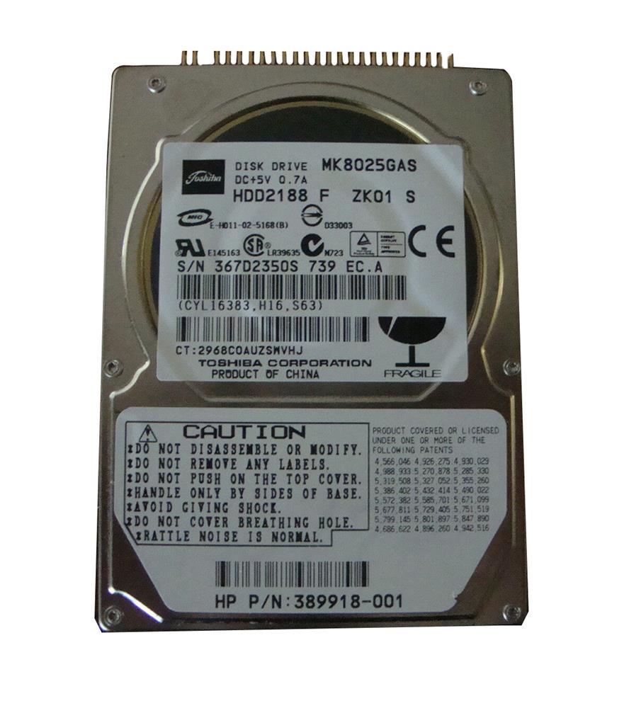 MK8025GAS Toshiba 80GB 4200RPM ATA-100 8MB Cache 2.5-inch Internal Hard Drive