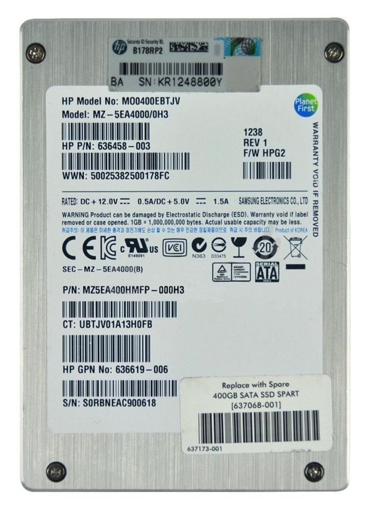 MO0400EBTJV HP 400GB MLC SATA 3Gbps 3.5-inch Internal Solid State Drive (SSD)
