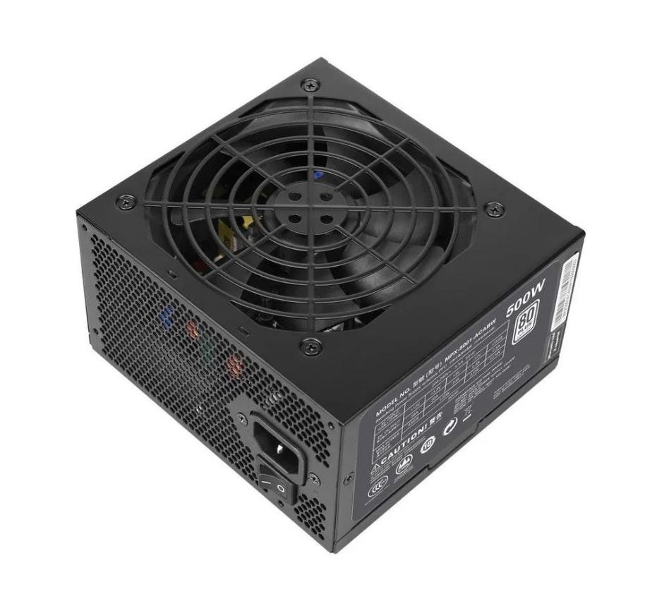 MPX-5001-ACAAW-WO Cooler Master MasterWatt Lite 500-Watts 100-240V AC 8-4A 50-60Hz 80-Plus Standard ATX Power Supply