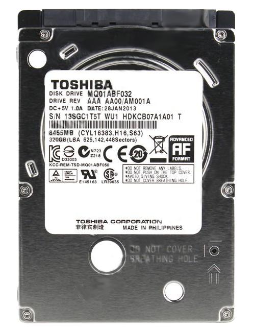 MQ01ABF032 Toshiba Mobile Thin 320GB 5400RPM SATA 6Gbps 8MB Cache (512e) 2.5-inch Internal Hard Drive