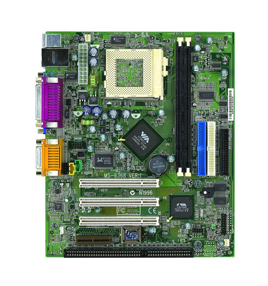 MS-6368 MSI Socket 370 VIA Apollo PLE133 Chipset Intel Pentium III/ Celeron Processors Support SDRAM 2x DIMM 2x ATA-100 Micro-ATX Motherboard (Refurbished)
