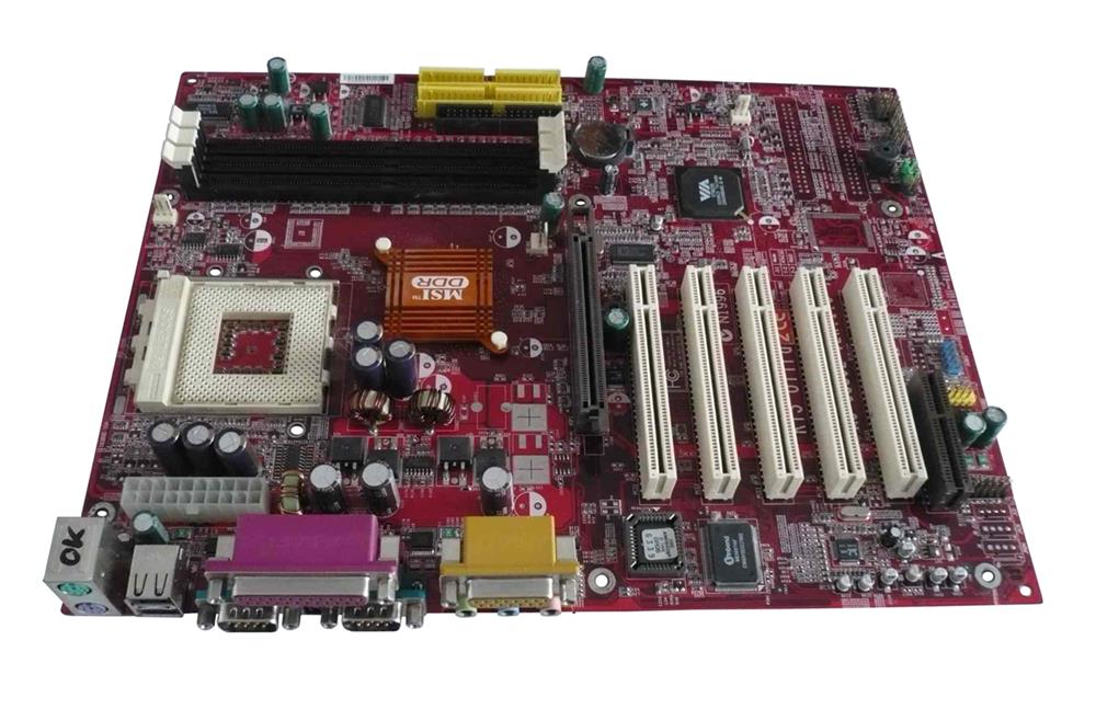 MS-6380E MSI Socket A VIA Apollo KT333 Chipset AMD Athlon XP/ Athlon/ AMD Duron Processors Support DDR 3x DIMM 4x ATA-100 ATX Motherboard (Refurbished)