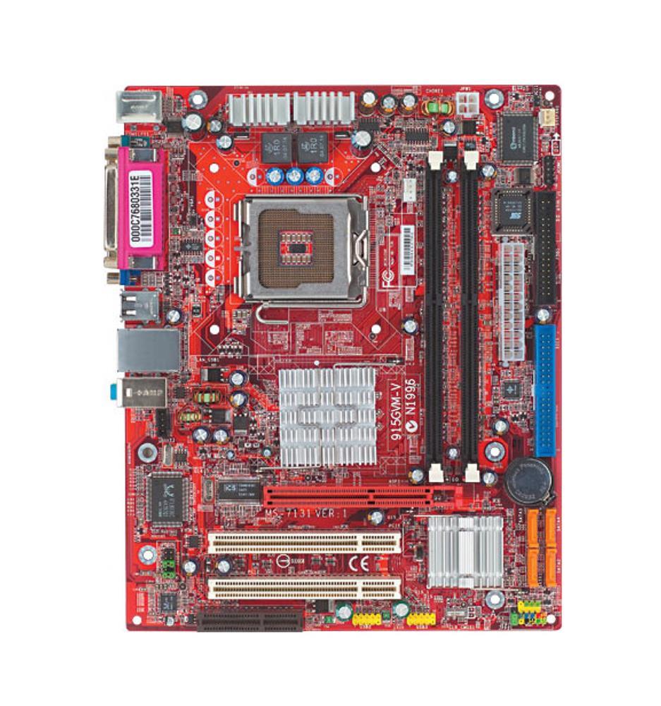 MS-7131 MSI Socket LGA 775 Intel 915GV + ICH6 Chipset Intel Pentium 4/ Celeron Processors Support DDR 2x DIMM 4x SATA Micro-ATX Motherboard (Refurbished)
