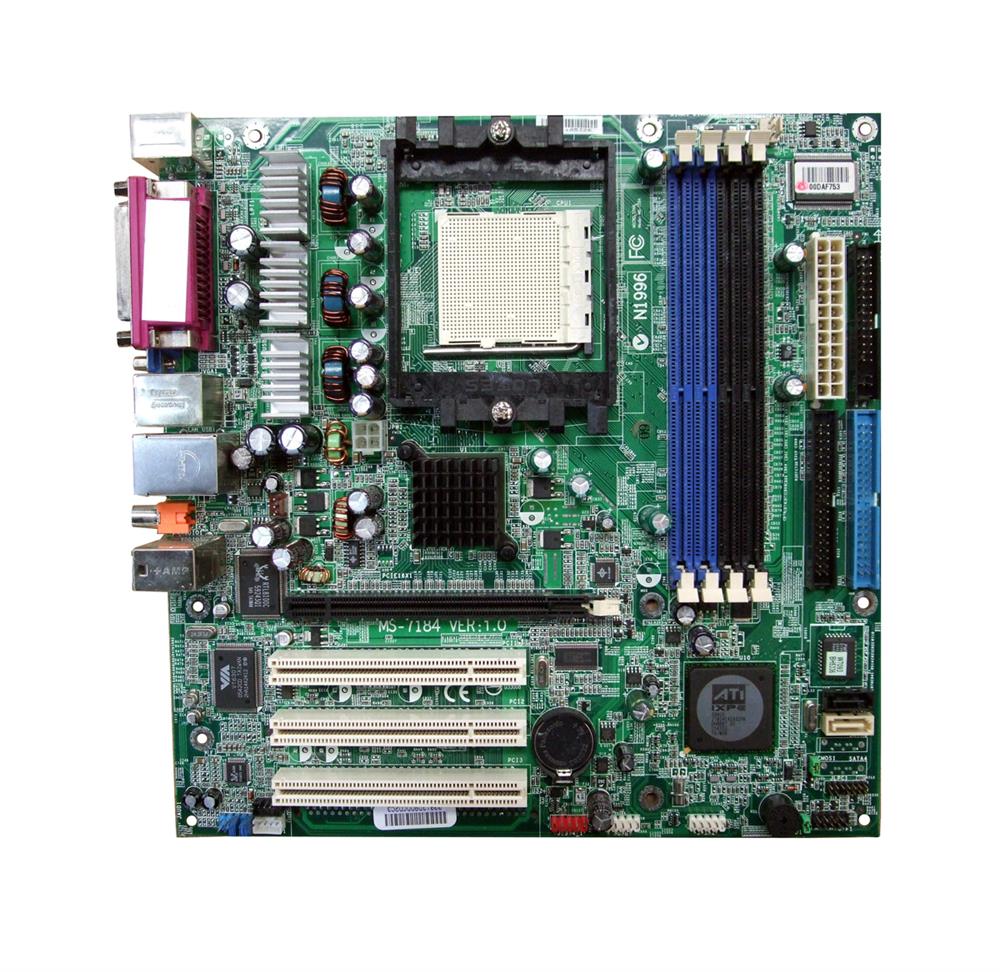 MS-7184 MSI Socket 939 ATI RS482 + SB400 Chipset AMD Athlon 64/ Athlon 64 FX Processors Support DDR 4x DIMM 2x SATA Micro-ATX Motherboard (Refurbished)