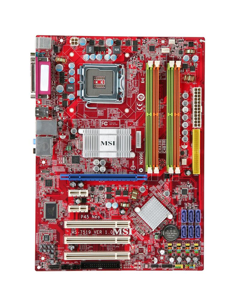 MS-7519 MSI Desktop Motherboard Intel Chipset Socket T LGA-775 ATX 1 x Processor Support 16GB DDR2 SDRAM Maximum RAM Floppy Controller, Serial ATA/300, Ultra ATA/133 (ATA-7) 1 x PCIe x16 Slot (Refurbished)