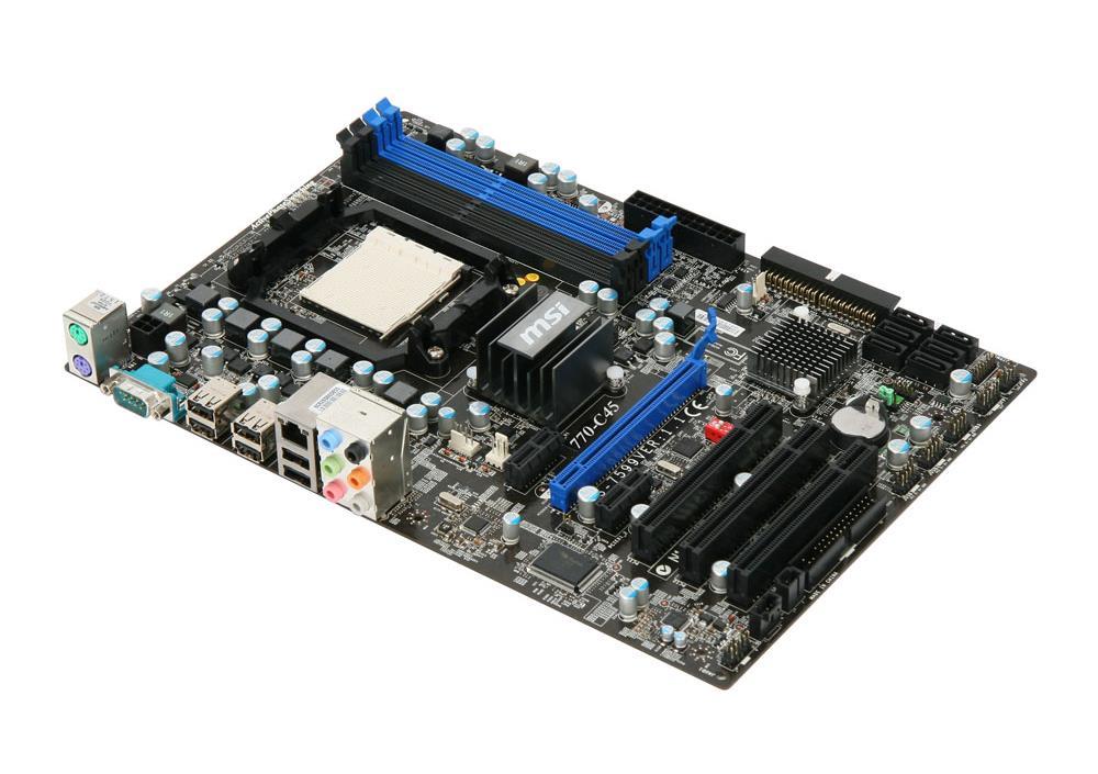 MS04K770C45 MSI Socket AM3 AMD 770 + SB710 Chipset AMD Phenom II X4/ Phenom II X2 Processors Support DDR3 4x DIMM 6x SATA2 3.0Gb/s ATX Motherboard (Refurbished)