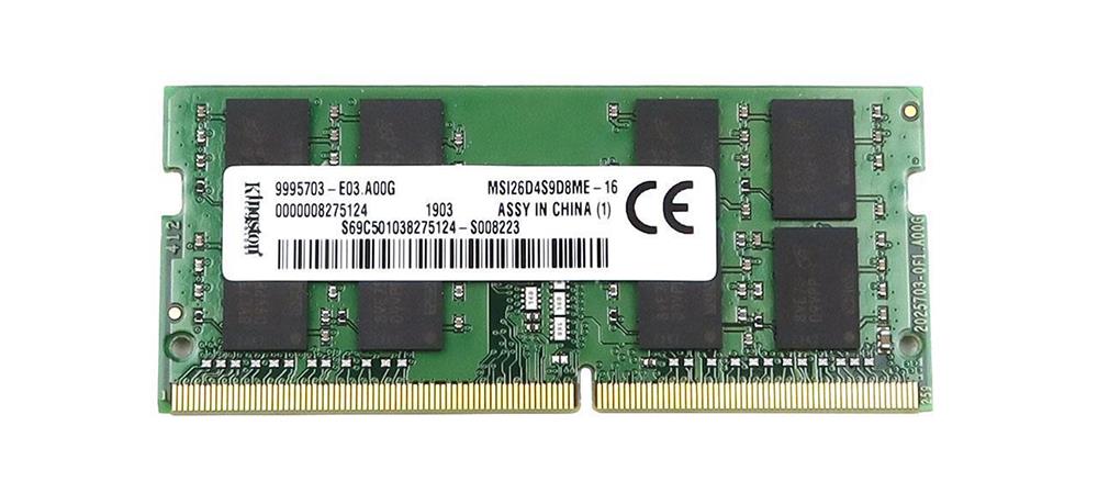 MSI26D4S9D8ME-16 Kingston 16GB PC4-21300 DDR4-2666MHz non-ECC Unbuffered CL19 260-Pin SoDimm 1.2V Dual Rank Memory Module