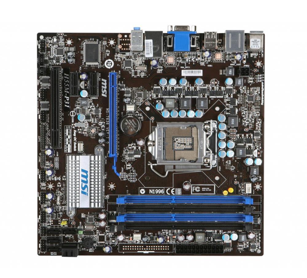 MSMH55MP31 MSI H55M-P31 Socket LGA 1156 Intel H55 Express Chipset Core i7 / i5 / i3 Processors Support DDR3 4x DIMM 6x SATA 3.0Gb/s Micro-ATX Motherboard (Refurbished)