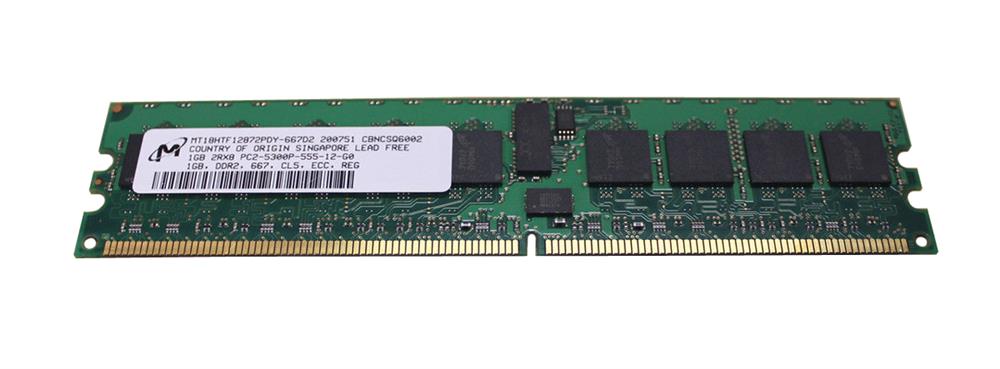 MT18HTF12872PDY-667D2 Micron 1GB PC2-5300 DDR2-667MHz ECC Registered CL5 240-Pin DIMM Dual Rank Memory Module
