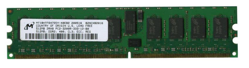 MT18HTF6472DY-40EB2 Micron 512MB PC2-3200 DDR2-400MHz ECC Registered CL3 240-Pin DIMM Dual Rank Memory Module