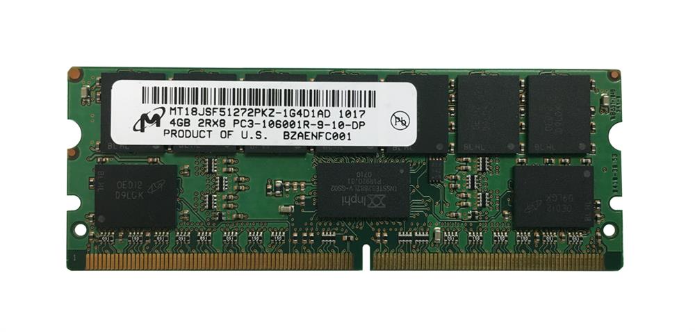 MT18JSF51272PKZ-1G4D1 Micron 4GB PC3-10600 DDR3-1333MHz ECC Registered CL9 244-Pin Mini-DIMM Dual Rank Memory Module