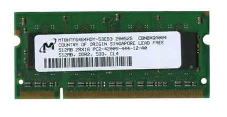 MT8HTF6464HDY-53EB3 Micron 512MB PC2-4200 DDR2-533MHz non-ECC Unbuffered CL4 200-Pin SoDimm Memory Module