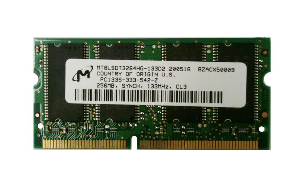 MT8LSDT3264HG-133D2 Micron 256MB PC133 133MHz non-ECC Unbuffered CL3 144-Pin SoDimm Dual Rank Memory Module